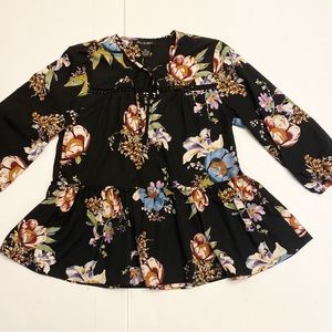 Olivia & Grace Womens Floral Print Ruffled Peasant Top